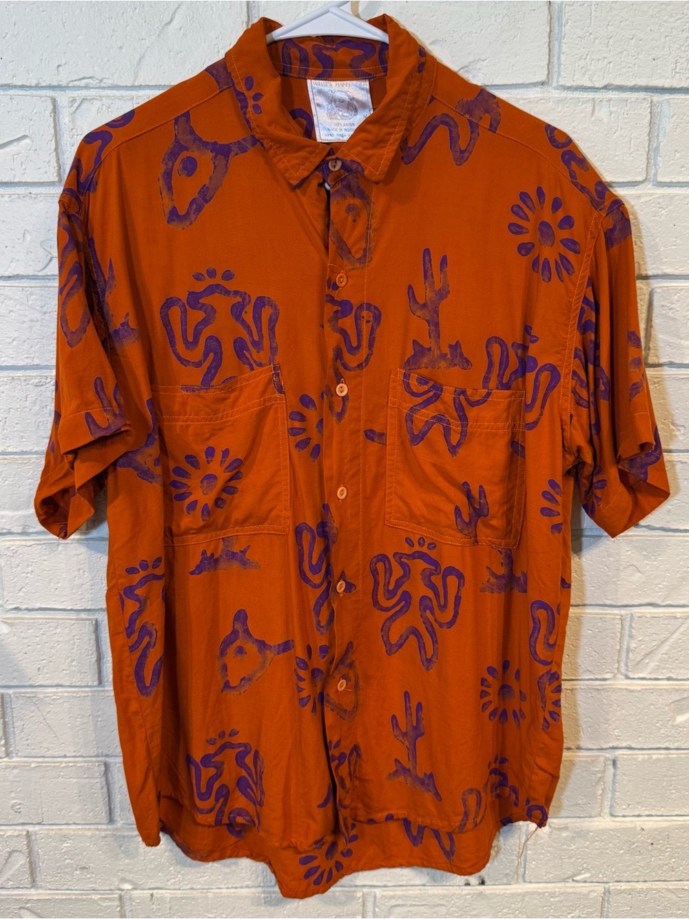 Vintage 90s What’s Happening Short Sleeve Buttondown Mens Large